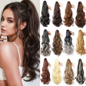 OMQAIO Ombre Claw Clip Ponytail Wig Ponytail Extension Corn Perm Pony Tail Hairpiece Hair Accessories Fluffy Long Wavy Curly Ponytail for Women
