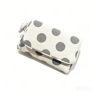 NOER Polka Dot Pattern Cosmetic Bag Flap Closure Polyester Travel Storage Pouch Twill Texture Makeup Organizer Bag Travel Makeup Storage