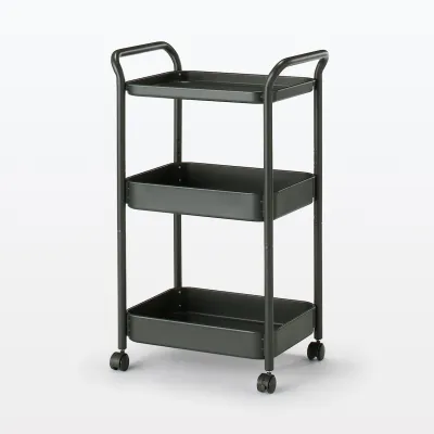 มูจิ ชั้นวางของเหล็ก 3 ชั้นมีล้อ - MUJI Steel Pipe 3-Tier Rack (W45.5 x D32.5 x H80 cm)