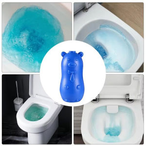 Botol Beruang Biru Pembersih Pewangi Pengharum Penyegar Anti Bakteri Kerak Air Flush Automatis Toilet Kloset Closet WC Kamar Mandi Tahan Lama Berulang kali Hingga 30 hari Bentuk Beruang Portable Bear Blue Toilet Cleaner Bubble Pewarna Air Biru