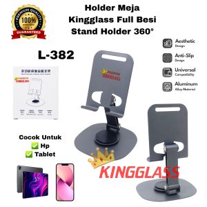 VR~Kingglass L-382 Liftable Foldable Phone Stand Holder 360° rotating Available For Phone And Tablets /ipad Body Metal Premium Original