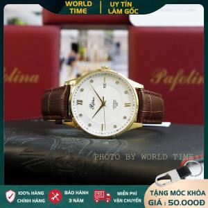 Đồng hồ nam Pafolina 5034M dây da chính hãng Full Box Kính Sapphire Chống xước chống nước - Thẻ Bảo Hành 3 Năm