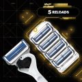 Gillette MVP Limited Edition MVP Set  ( 1 X  Premium Metal Handle + 5 X refill blades + 1x Golden Magnetic Stand ). 