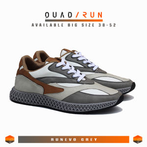 Sepatu Sneakers Pria QuadRun Footwear Runevo Grey Tan Sporty Casual Shoes