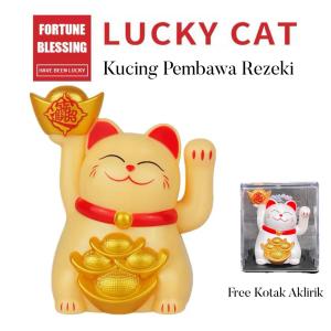 Lucky Cat Maneki Neko Fortune Home Decoration Ornaments Cute Chinese Japan Solar Powered Kucing Lambai Hoki Pemanggil Keberuntungan Tenaga Surya