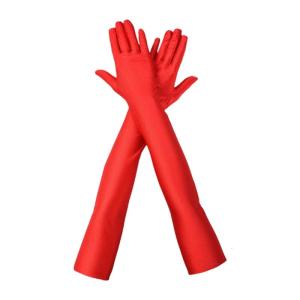 Phong cách cổ điển dài hơn thường lệ tay áo Găng tay nữ co giãn trang phục buổi tối phụ kiện trang phục Đỏ