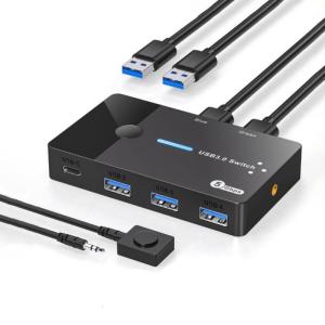 USB3.0 Switcher 2 in 4 Out KVM Switcher Computer Laptop Host Sharing USB3.0 to Type C Device Shared Mouse Keyboards Printer