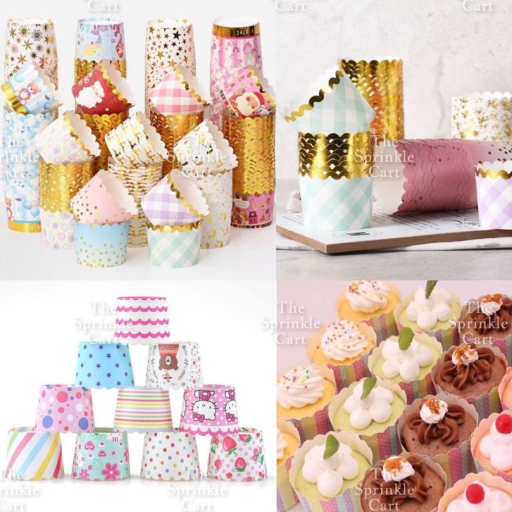 Swiixxer 50X Cupcake Verpackung Papier Kuchen HüLle BackföRmchen Liner Muffin KüChe Backen Rote Streifen