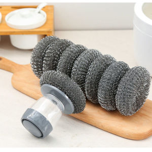 Thai Dee ฝอยขัดหม้อสแตนเลส ขัดกะทะ ที่จับสามารถใส่น้ำยาล้างจานได้ Dishwashing brush