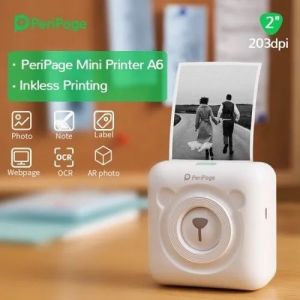 Peripage A6 Mini Printer Phone Printer Portable Sticker Printer Pocket Printer BT Photo Printer Compatible with iPhone Android Instantly Print Photo Notes List Memo