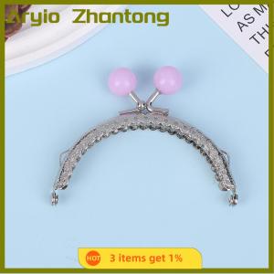 Aryio กระเป๋าเงินโลหะสีลูกกวาดมีกรอบล็อครอยจูบกระเป๋าถือกรอบแบบมีตะขอเกี่ยวกระเป๋ากระเป๋ากรอบล็อคแบบหนีบ