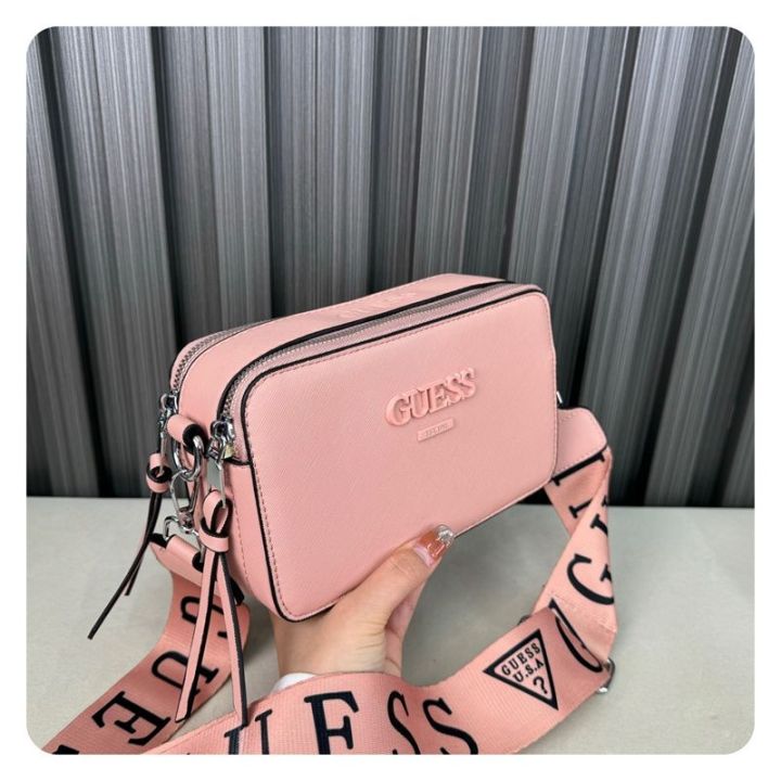 GUESS women's bag new crossbody bag 2024 European and American fashion letter camera bag shoulder strap versatile single shoulder small square bag