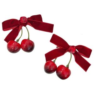1pc/2pcs Bowknot&Cherry Shape Hairpins Girls Punk Harajuku Hair Clip Carnival Ponytail Hair Clip with for Woman Bangs