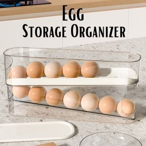 Compact Stackable Egg Storage Dispenser with Ventilation Space-Saving Double Layer Organizer
