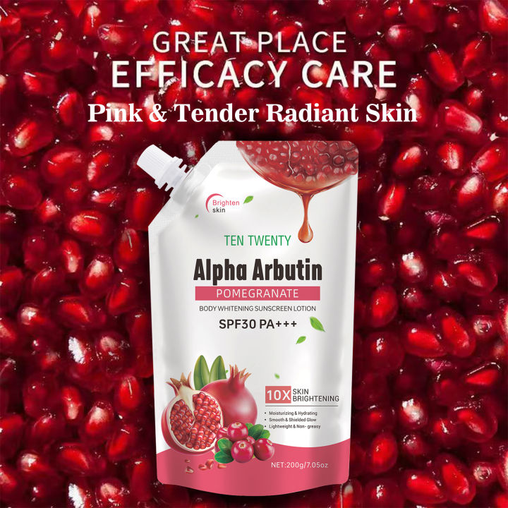 TEN%20TWENTY%20SPF30%20PA+++%20Alpha%20Arbutin%2010X%20Pomegranate%20Skin%20Brightening%20Body%20Whitening%20Sunscreen%20Lotion%20-%20Image%202
