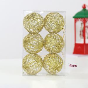 Bola Natal Kawat Gold Emas Glitter Christmas Tree Pohon Natal Gantungan Balls Xmas Dekorasi Party Ornamen KWT