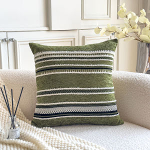 45x45cm Chenille Throw Decorative Pillow Covers Textured Striped Boho Cozy Neutral Cushion Cover For Sofa Bedroom Living Room Decoration