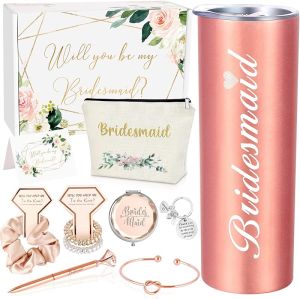 Bridesmaid Proposal Gifts Will You Be My Bridesmaid Gift Engagement Wedding Gifts Wine Tumbler Bridal Bachelorette Party Gifts for Bridesmaids 20oz Wine Tumbler Gift Set