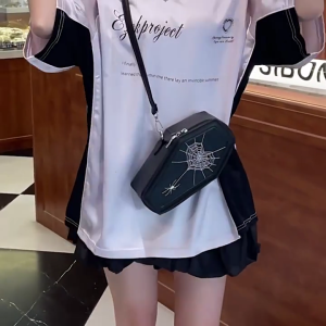 Women Shoulder Bag Gothic Phone Bag Retro Messenger Bag PU Leather Crossbody Bag for Commuting Daily