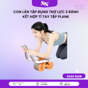 Con Lăn Tập Bụng Trợ Lực 2 Bánh Kết Hợp Tì Tay Tập Plank Con lăn tập bụng tại nhà dụng cụ tập plank kết hợp con lăn cao cấp có trợ tay nắm ma sát tốt có đếm số Chính Hãng SUNO.