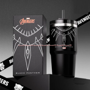 Ataru 650ml Vacuum Flash With Straw Black Botol Minum Vakum Flash Dengan Sedotan Black Panther Hitam Praktis Dibawa Berpergian