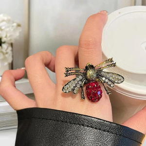 Hmeme Dễ thương men côn trùng Nhẫn đầy màu sắc lấp lánh Rhinestone bọ rùa Bọ Cánh Cứng Vòng Punk Y2K đồ trang sức quà tặng cho phụ nữ