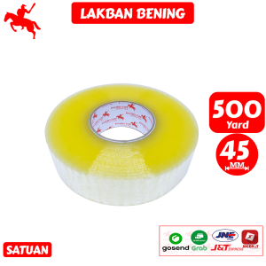 Lakban OPP Tape / Lakban Bening - Coklat KSATRIA Tape 500 Yard -Pc