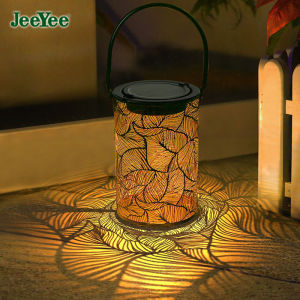 JeeYee Solar Led Light Outdoor With Replacement Light Top Waterproof Leaf Graphics Retro Metal LED Hanging Light Solar Panel Solar Power Solar Water Pump
