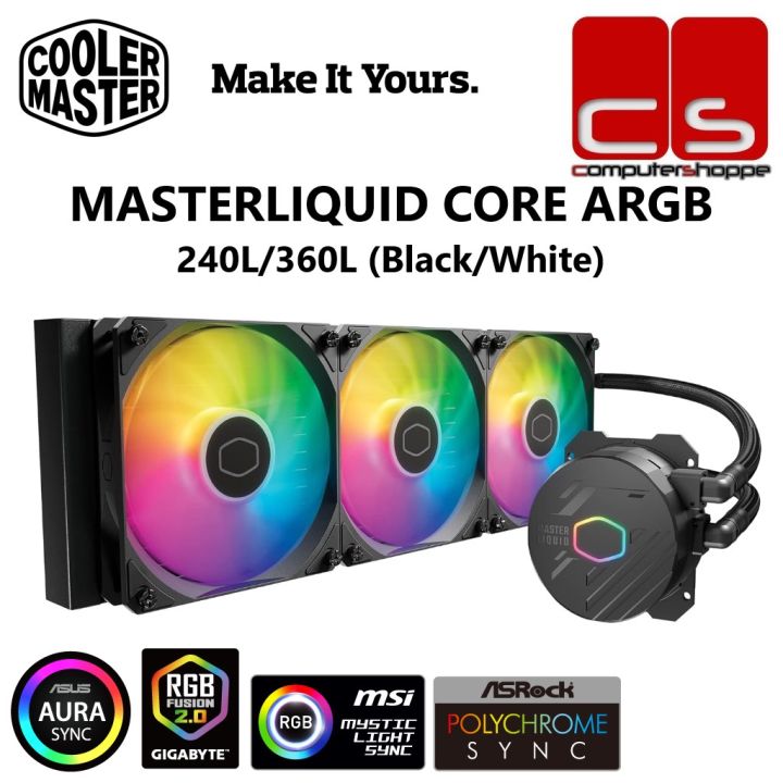 Cooler Master MASTERLIQUID 240L/360L CORE Series ARGB AIO Liquid Cooler ...