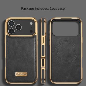 Business Retro Leather Back Case For iPhone 18 17 Pro Max / 17 Air For Magsafe Magnetic Magnets Shell2026