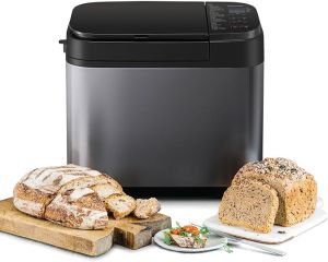 Panasonic -  Premium Gray Fully Automatic Breadmaker with yeast & nut dispensers Manual Settings for Bread & Rising 32 Automatic Programs Dual Temperature Sensors 13 Hours Digital Timer Gray- เครื่องทำขนมปัง