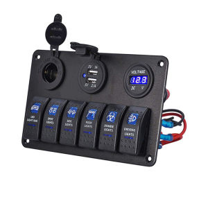4/6 Gang 12 V~24V Dual USB Charging Control Switch Panel Circuit Breaker Volt Overload Protection Car Boat Switch Panel