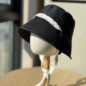 Fashion Polka Dot Ribbon Women Fisherman Hat Lace Wide Brim Sunshade Hat Sun Protection Cotton Summer Sun Hat Outdoor