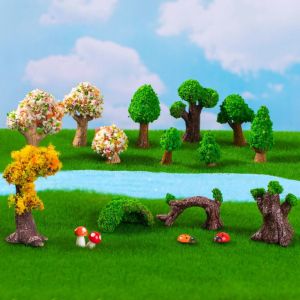 ZYJC Multiple Style Artificial Mini Pine Tree Simulation Decorative Fairy Moss Micro Landscape Fake Plants Tree Resin Micro-landscape Ornaments Miniatures Garden