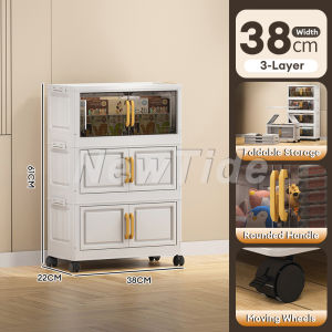 NewTide Foldable Cabinet Organizer Durabox Clothes Storage Cabinet With Wheels Home Organizer with Magnetic Suction Door