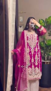 [PRE-ORDER] Ready Made Fancy Faux Georgette Sequence Embroidered Suit (10-15days delivery)