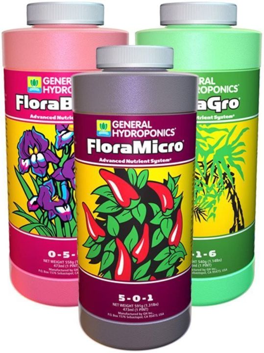 General Hydroponics FloraBloom, FloraMIcro & FloraGro Advanced Nutrient ...