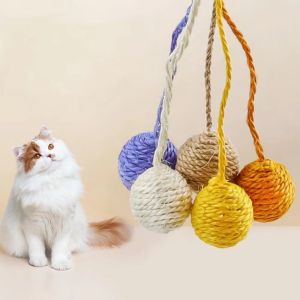 [HACIKO PETSHOP] Mainan Gigitan Kucing Bola Tali Gantung Kandang Bandul/ Mainan Kucing Mainan Kucing Bola Bel Warna Bola Mainan kucing bola rajut /Cat toy