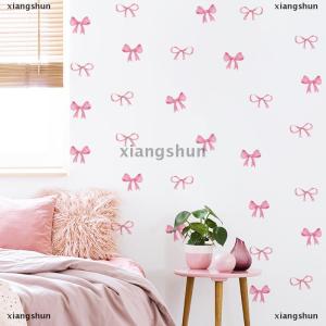 [COD] xiangshun สติกเกอร์ติดผนังรูปโบว์สีชมพูน่ารักสติกเกอร์ติดผนังห้องนอนรูปโบว์หัวใจน่ารักสติกเกอร์ตกแต่งบ้านแบบ DIY