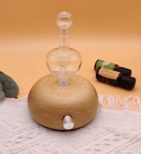 FLOWEROMA Waterless Wooden Aroma Diffuser for Home Essential Oil Spray Nebulizer with Colorful LED light