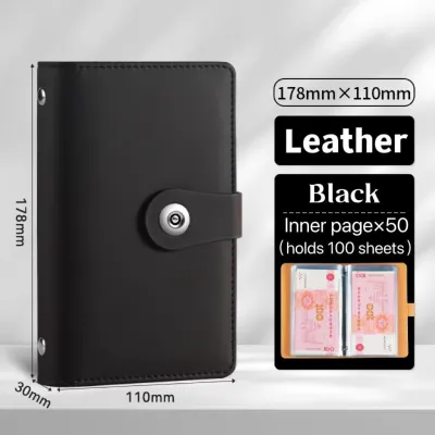 A6 Envelope Cash Savings Book Money Saving Challenge Money Organizer PU Leather Binder Money Saving Notebook Collect Banknotes