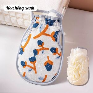 Bao Tay/Găng Tay Tắm 2 Mặt Tẩy Da Chết Tạo Bọt Massage Toàn Thân – Bao Tay Tắm Hoa Văn Cao Cấp