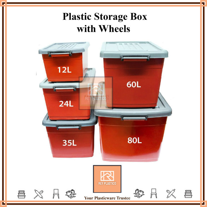 LH Plastic Storage Box With Wheel Random Colour/ Kotak Simpanan