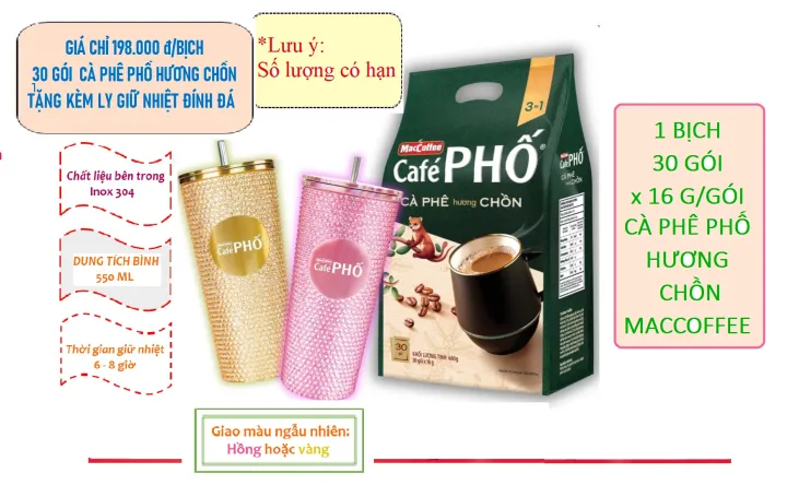 1 COMBO gồm: 1 Bịch 30 gói x 16 g/gói Cà phê PHỐ HƯƠNG CHỒN - MACCOFFE ...