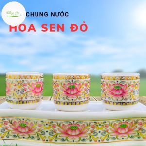 Bộ 3 chung nước họa tiết Hoa Sen Đỏ