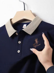 แขนสั้นปักลายไม่ต้องรีดสไตล์ใหม่ T เสื้อ POLO ชุดเสื้อเชิ้ตผู้ชายธุรกิจฤดูร้อนขนาดใหญ่หลวมคุณภาพสูง