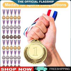 [VICKING6]30pcs 2inch Gold Silver Bronze Award Medal with Neck Ribbon Winner Award Round Gold Prize for Kids School Sports Meeting