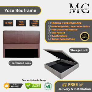 Mattress Concept Yoze Storage Bedframe Pet Friendly Fabric/FauxLeather/Fabric All Size Available
