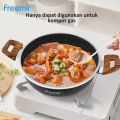 freemir Wajan Panggang Anti Lengket 24cm Casserole Pan Non Stick Serbaguna Tutup Kaca Coating Granit. 