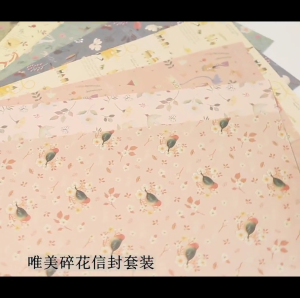 Hoa văn phòng phẩm Bộ giấy bao gồm 10 chữ viết giấy (tờ lót) 10 Phong Bì phù hợp để viết thư